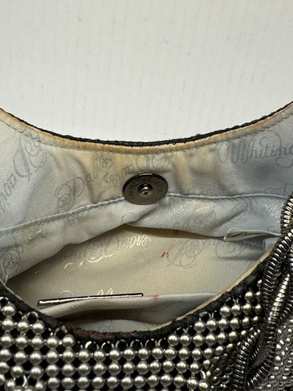 Vintage Whiting & Davis Silver Bubble Mesh Hobo Evening Bag Twisted Chain Y2K